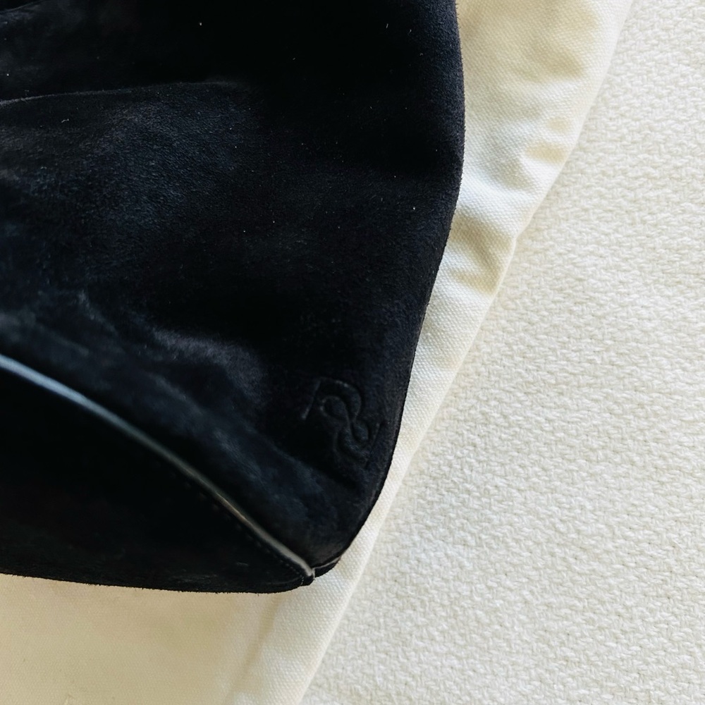 Reformation Small Silvana Bucket Bag, Black Suede - Picture 9 of 10